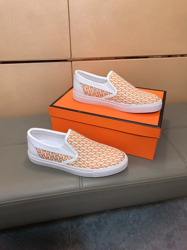 Mocassini da uomo HM in tessuto stampato arancione e gomma 590007