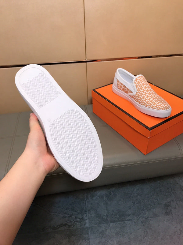 Mocassini da uomo HM in tessuto stampato arancione e gomma 590007