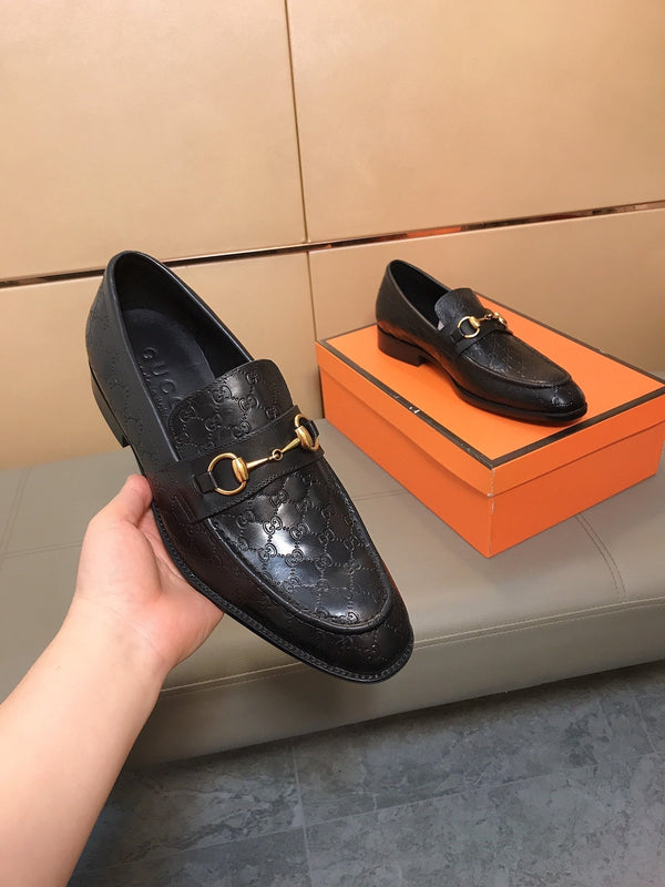 GG Men's Jordaan Loafer Black Embossed Cowhide 529783