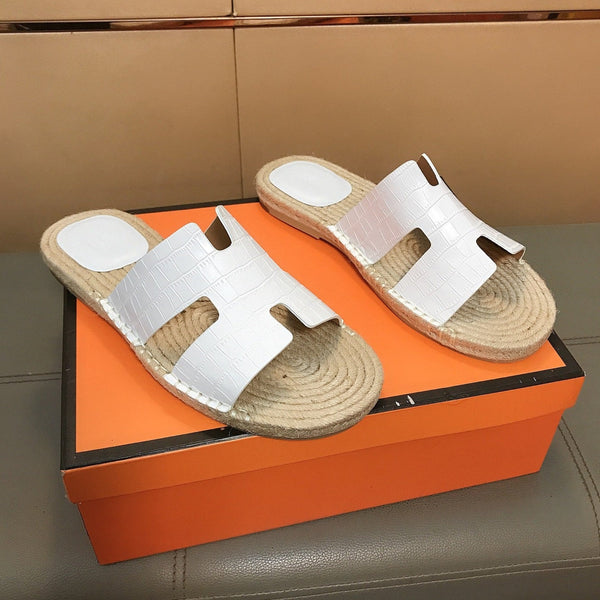 HM Antigua Espadrillas da uomo in pelle di vacchetta goffrata bianca 704128