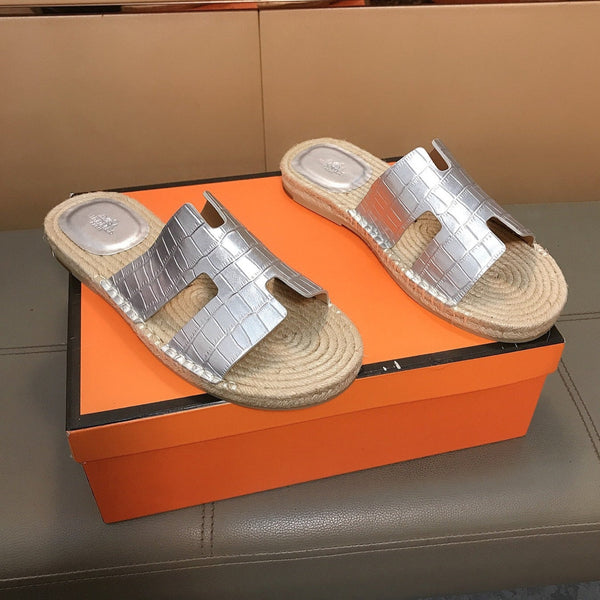 Espadrillas Antigua da uomo HM in pelle di vacchetta goffrata color argento 704129