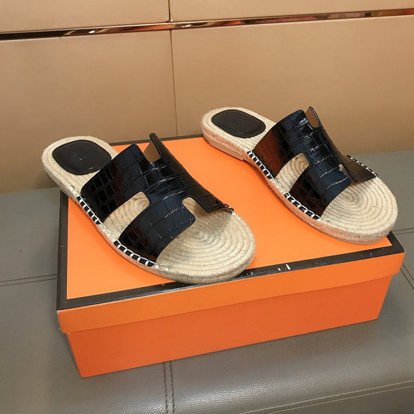 Espadrillas Antigua da uomo HM in pelle di vacchetta goffrata nera 704130