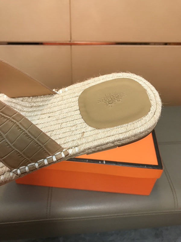 HM Men's Antigua Espadrille Light Brown Embossed Cowhide 704131