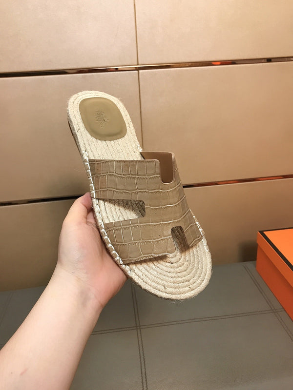 HM Men's Antigua Espadrille Light Brown Embossed Cowhide 704131