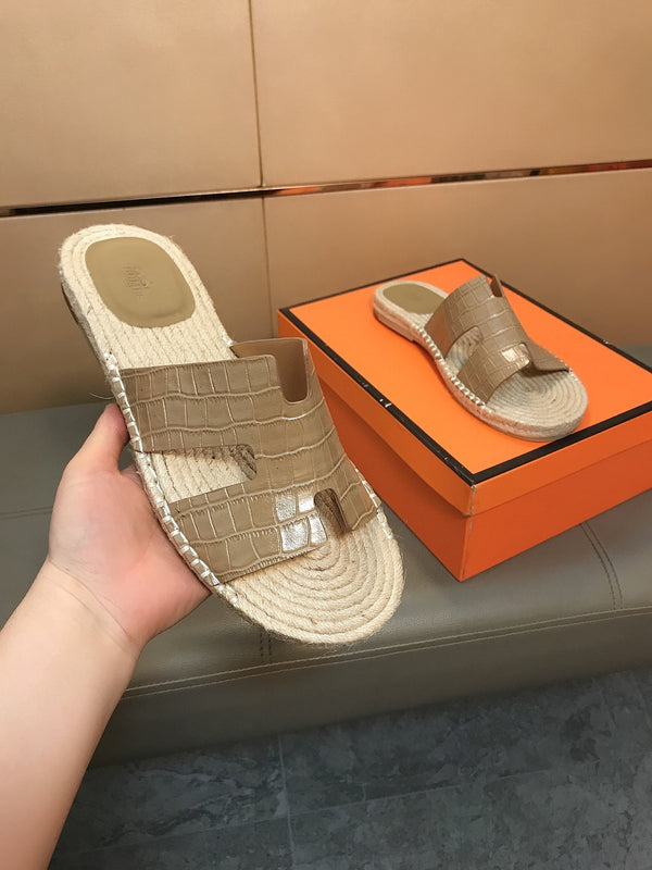 HM Men's Antigua Espadrille Light Brown Embossed Cowhide 704131