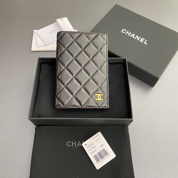 CC Passport Holder Black Sheepskin GHW 193338