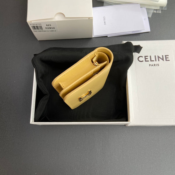 TRIOMPHE 622 Compact Wallet Yellow Leather