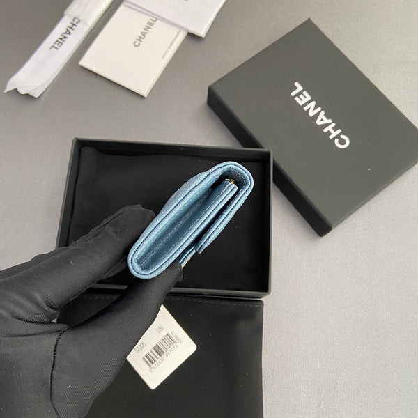 CC Zipper Flap Card Holder Blue Caviar GHW 234661