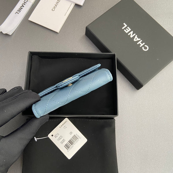 CC Zipper Flap Card Holder Blue Caviar GHW 234661