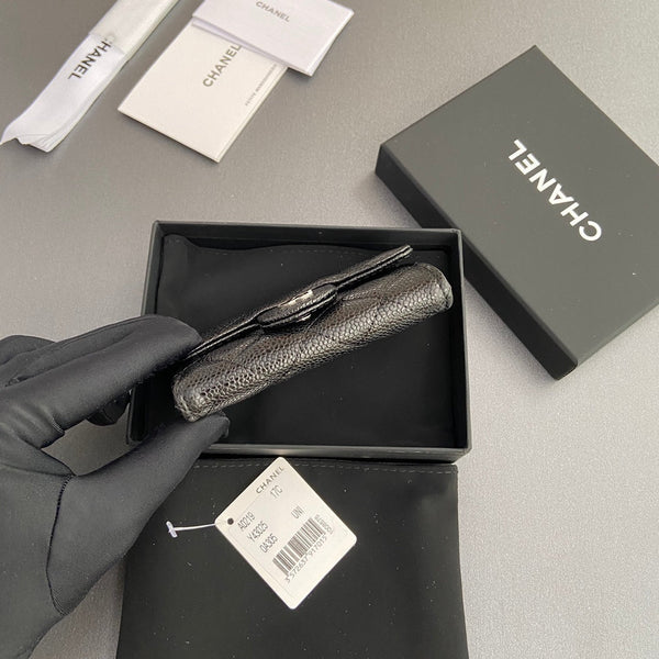 CC Zipper Flap Card Holder Black Caviar Sliver Steel 234671