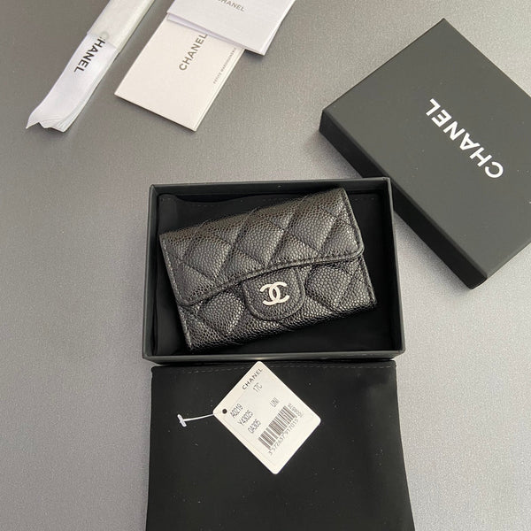 CC Zipper Flap Card Holder Black Caviar Sliver Steel 234671