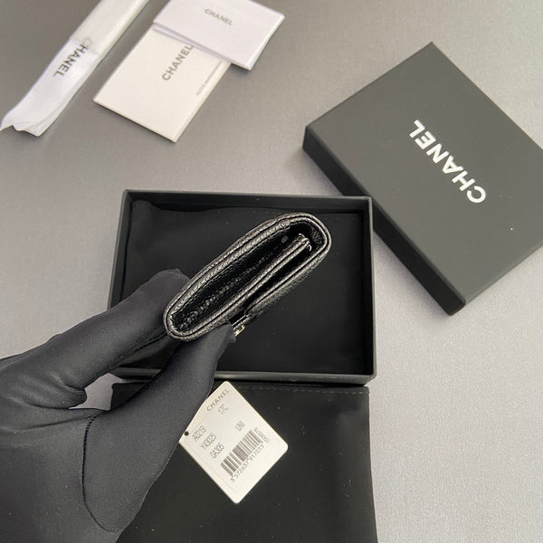 CC Zipper Flap Card Holder Black Caviar Sliver Steel 234671