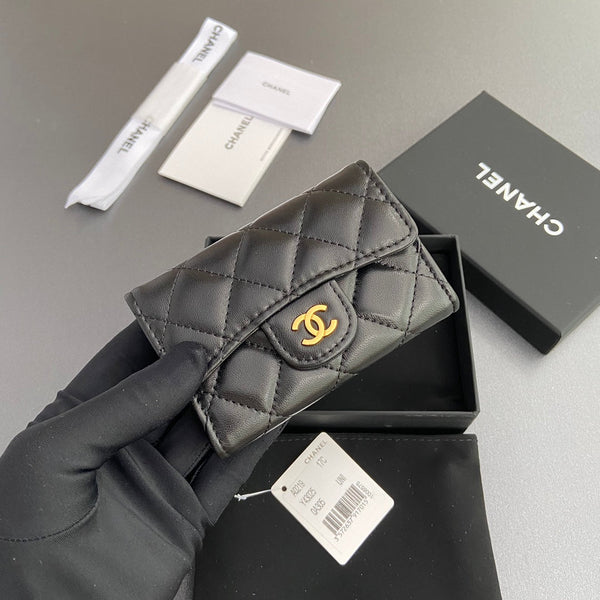 CC Zipper Flap Card Holder Black Sheepskin 234677