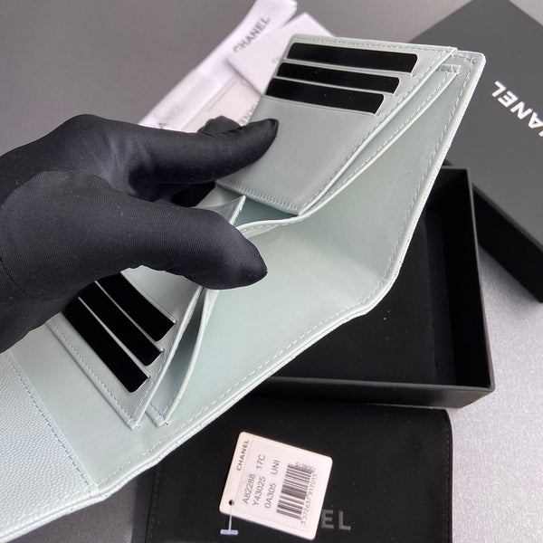 CC 82288 Classic Flap Wallet Light Blue Caviar GHW 229892