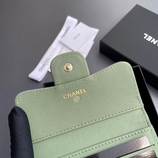 CC 82288 Classic Flap Wallet Olive Green Caviar GHW 229896