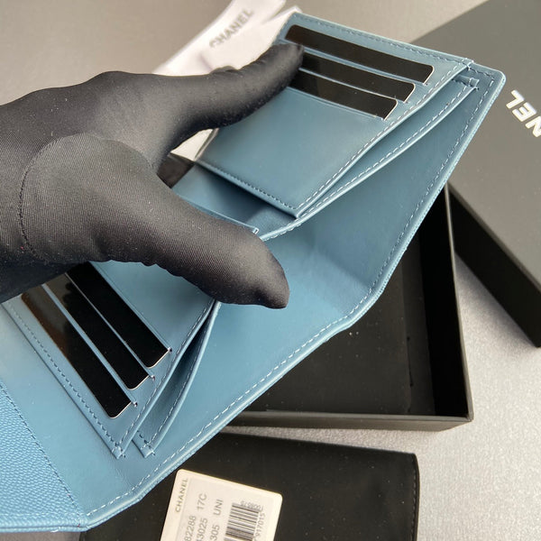 CC 82288 Classic Flap Wallet Blue Caviar GHW 229898