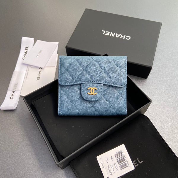 CC 82288 Classic Flap Wallet Blue Caviar GHW 229898