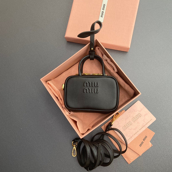 Miu 11 Black Beau Leather Micro Bag 240359