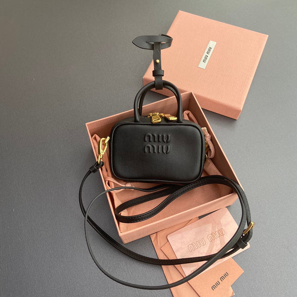 Miu 11 Black Beau Leather Micro Bag 240359