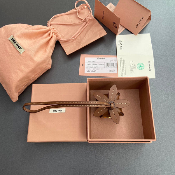 Leather Bag Charm Brown Orange 240346