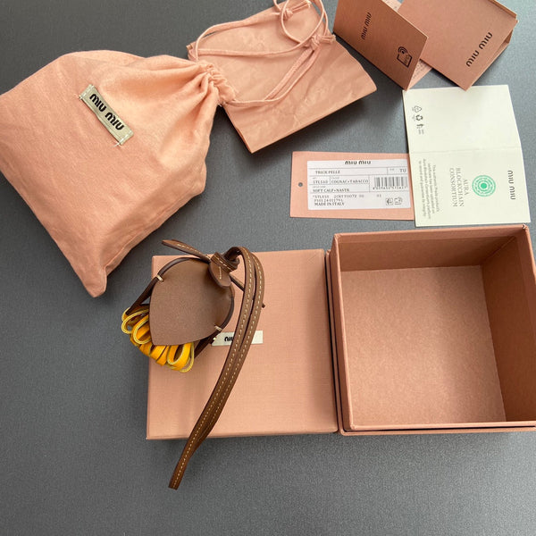 Leather Bag Charm Brown Orange 240346