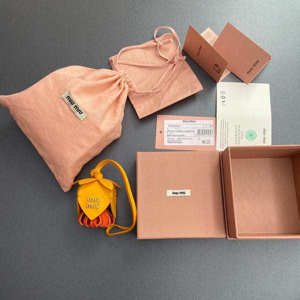 Leather Bag Charm Yellow Orange 240348