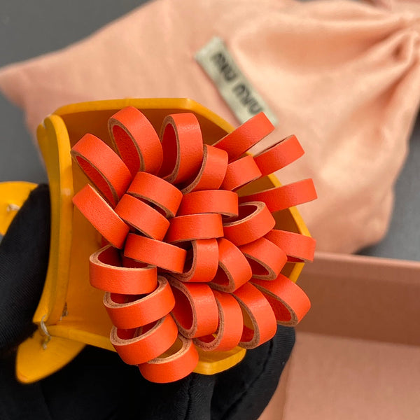 Leather Bag Charm Yellow Orange 240348