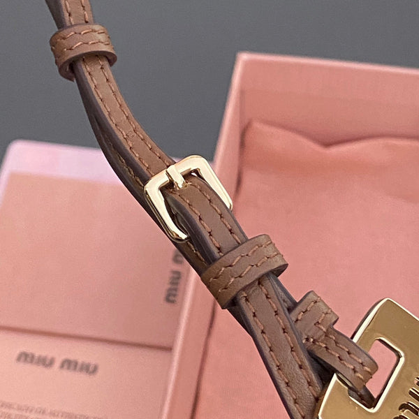 Leather Bag Charm With Key Brown Calfskin 240333