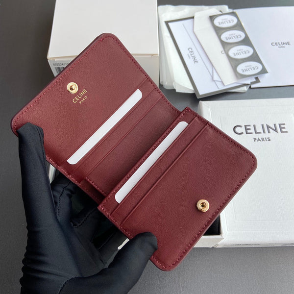 TRIOMPHE 622 Compact Wallet Burgundy Leather