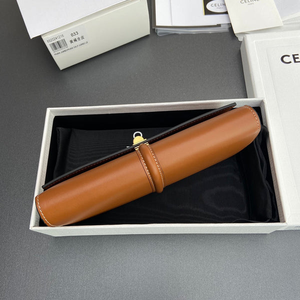 Portafoglio grande TRIOMPHE 16 in pelle di vacchetta satinata color cuoio