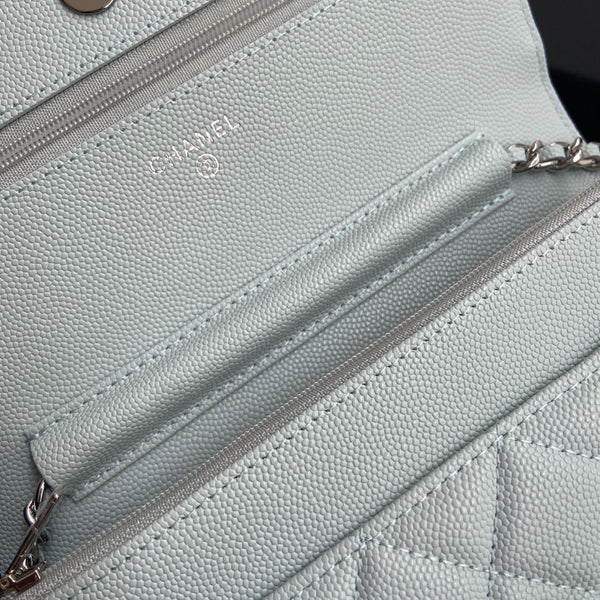 CC Mini Crossbody Bags 20cm Light Blue Caviar Sliver Steel 234828