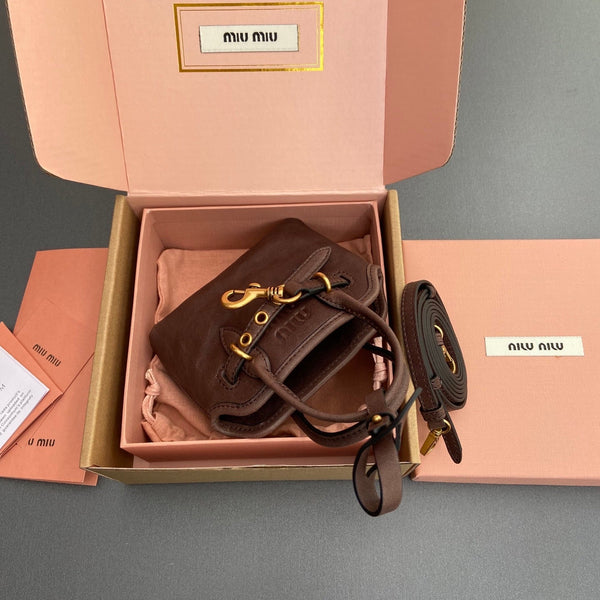 Miu 12.5 Aventure Nappa Leather Bag Briarwood 240401