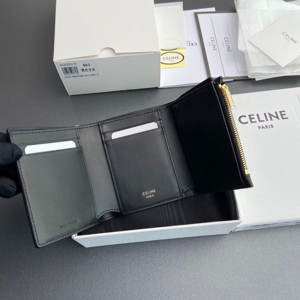 TRIOMPHE Fine Strap Wallet Nino Black Grain Cowhide GHW