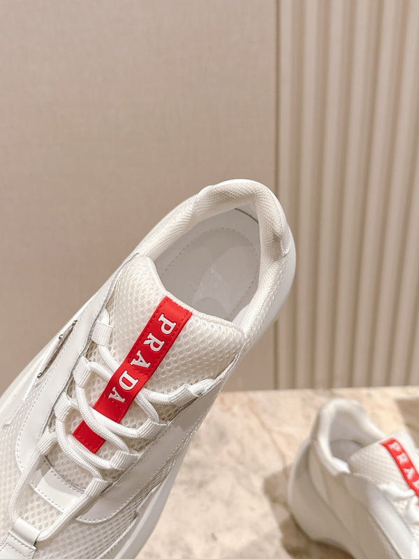 PRA 25s America's Cup Sneakers White Red Mesh & Cowhide 449690