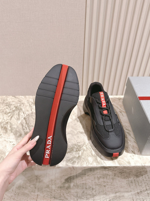 PRA 25s America's Cup Sneakers Black Red Mesh & Cowhide 449691