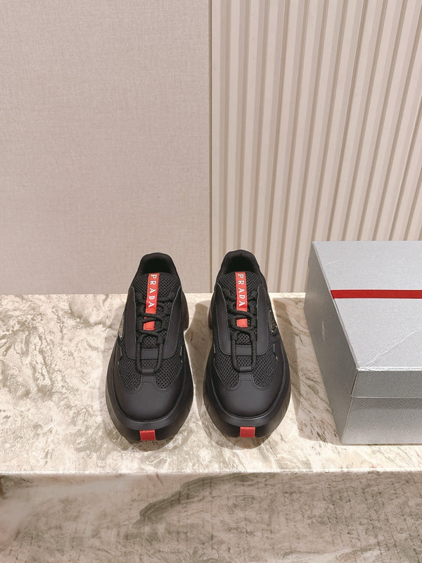 PRA 25s America's Cup Sneakers Black Red Mesh & Cowhide 449691