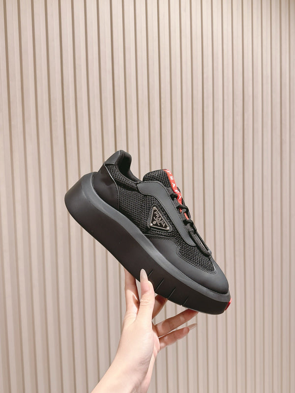 PRA 25s America's Cup Sneakers Black Red Mesh & Cowhide 449691