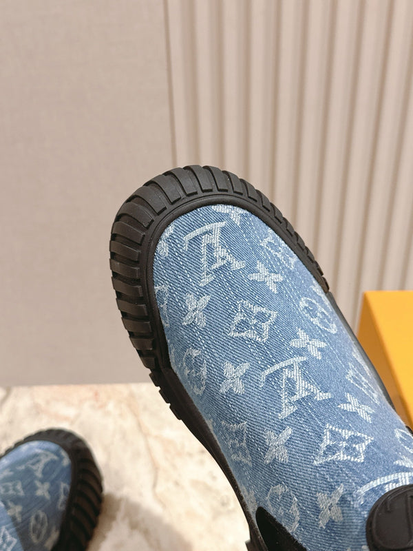 LV Ruby Flat Ankle Boot 50mm Blue Denim 450344