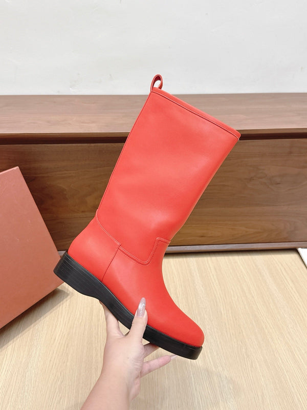 LP Mid-Calf Boots 20mm Red Cowhide Sheepskin 447743