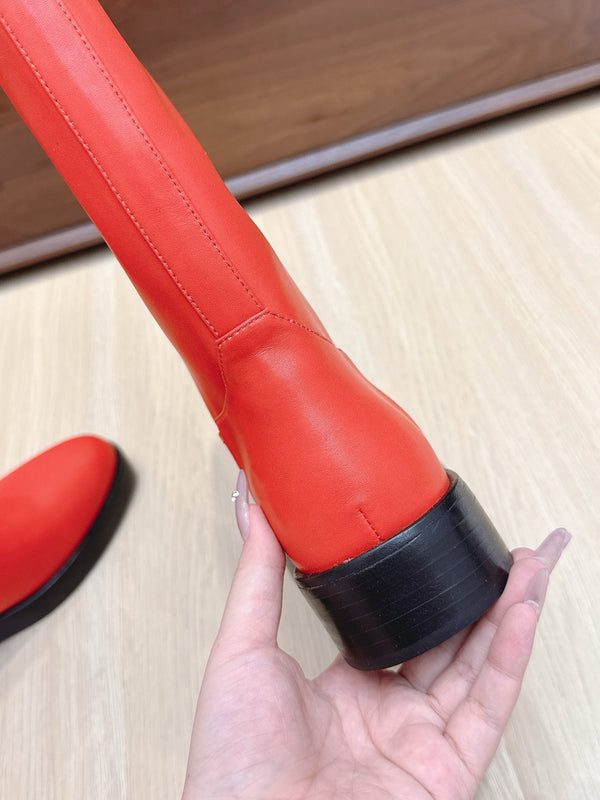 LP Mid-Calf Boots 20mm Red Cowhide Sheepskin 447743