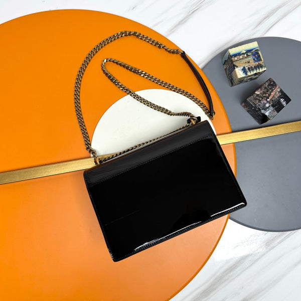 YSL Sunset Bag 22cm Black Patent Leather 285540