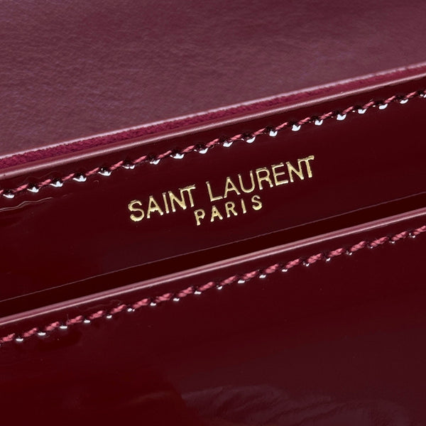 Sac YSL Sunset 22cm Cuir Verni Bordeaux 285543