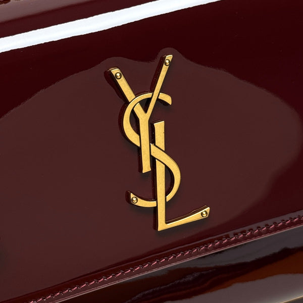 Sac YSL Sunset 22cm Cuir Verni Bordeaux 285543