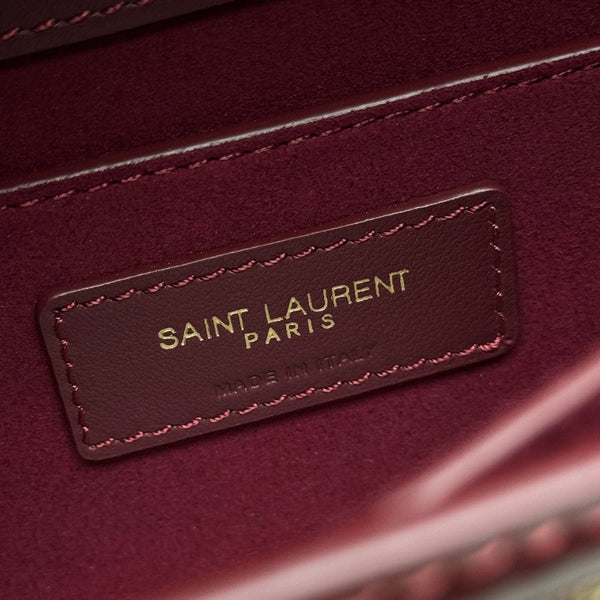 Sac YSL Sunset 22cm Cuir Verni Bordeaux 285543