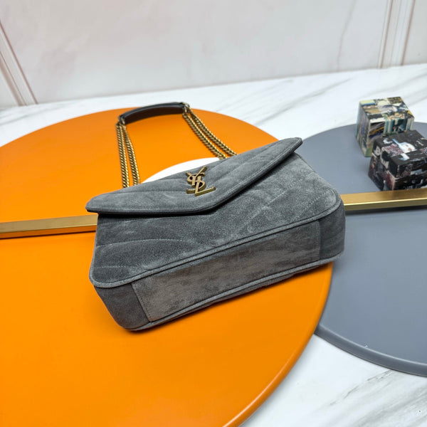 YSL Loulou Small Bag 24cm Grey Suede 285671
