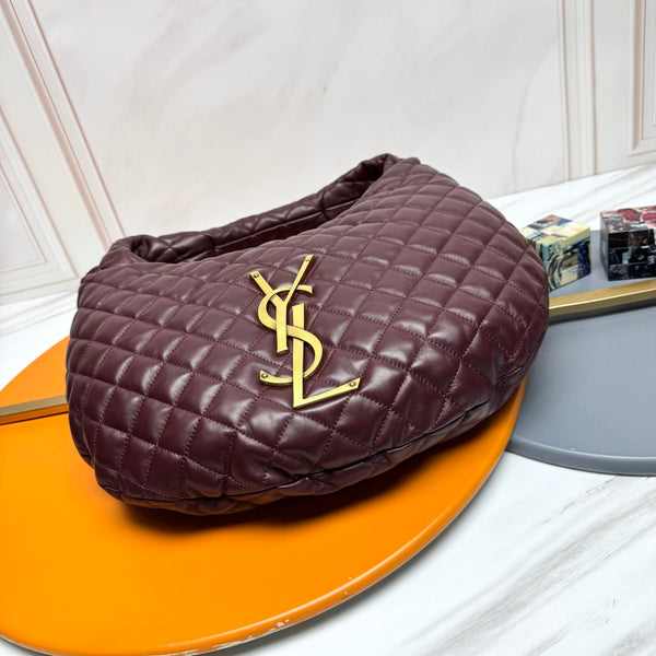 YSL Icarino Large Shoulder Bag Burgundy Quited Leather 286007