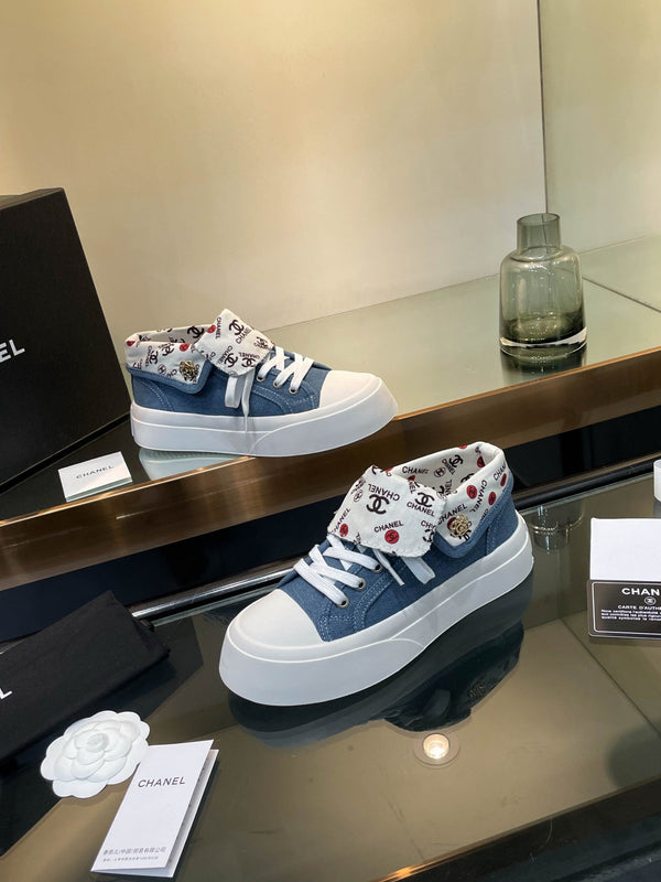 CC 25SS Biscuit Shoes 50mm Blue Canvas 413826