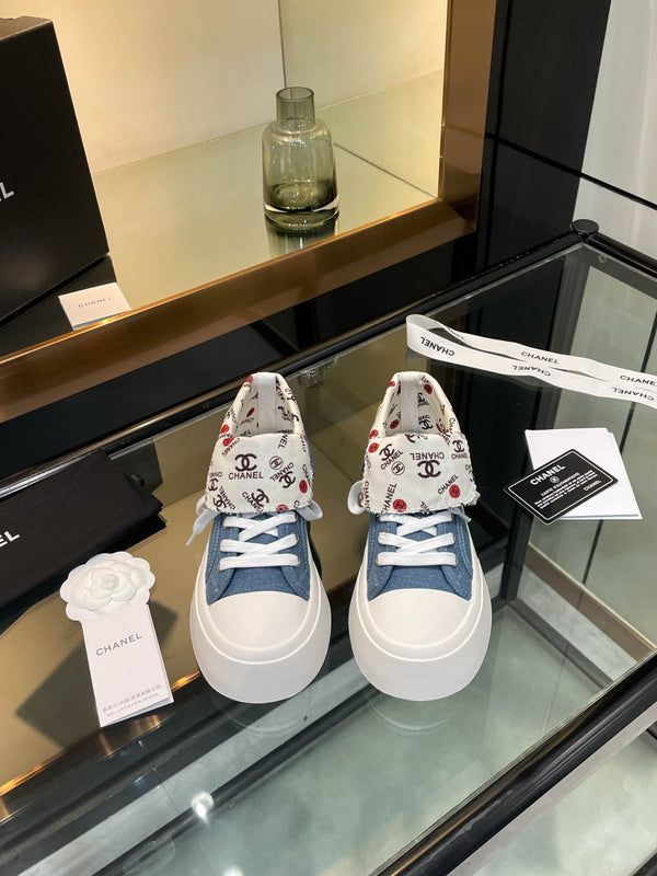 CC 25SS Biscuit Shoes 50mm Blue Canvas 413826