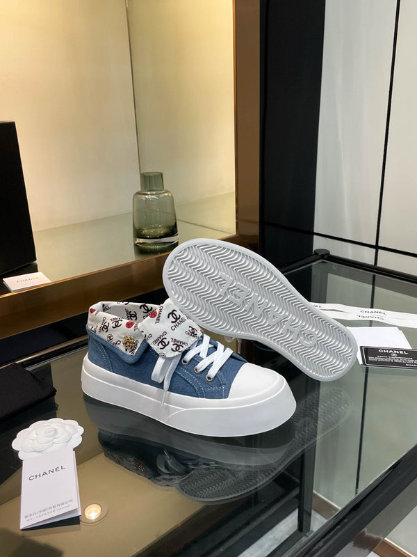 CC 25SS Biscuit Shoes 50mm Blue Canvas 413826