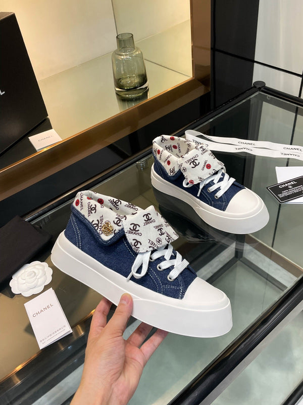 CC 25SS Biscuit Shoes 50mm Dark Blue Canvas 413827